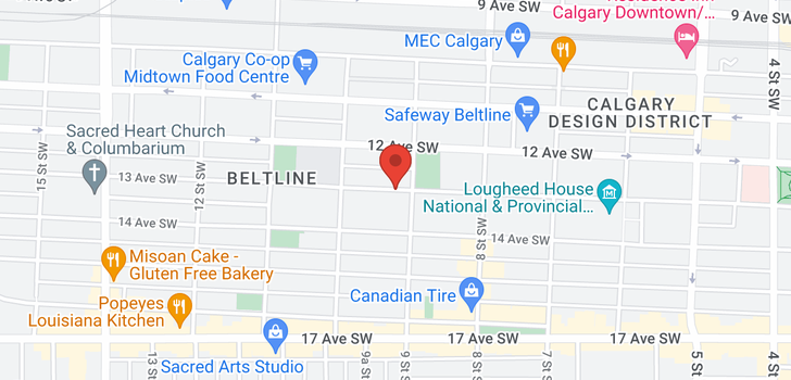 map of 340 1001 13 Avenue SW